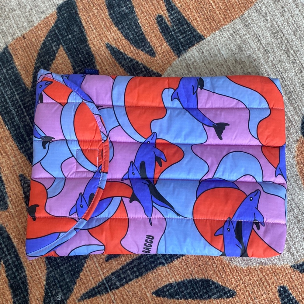 Baggu Deadstock Dolphin Print Puffy Laptop Case